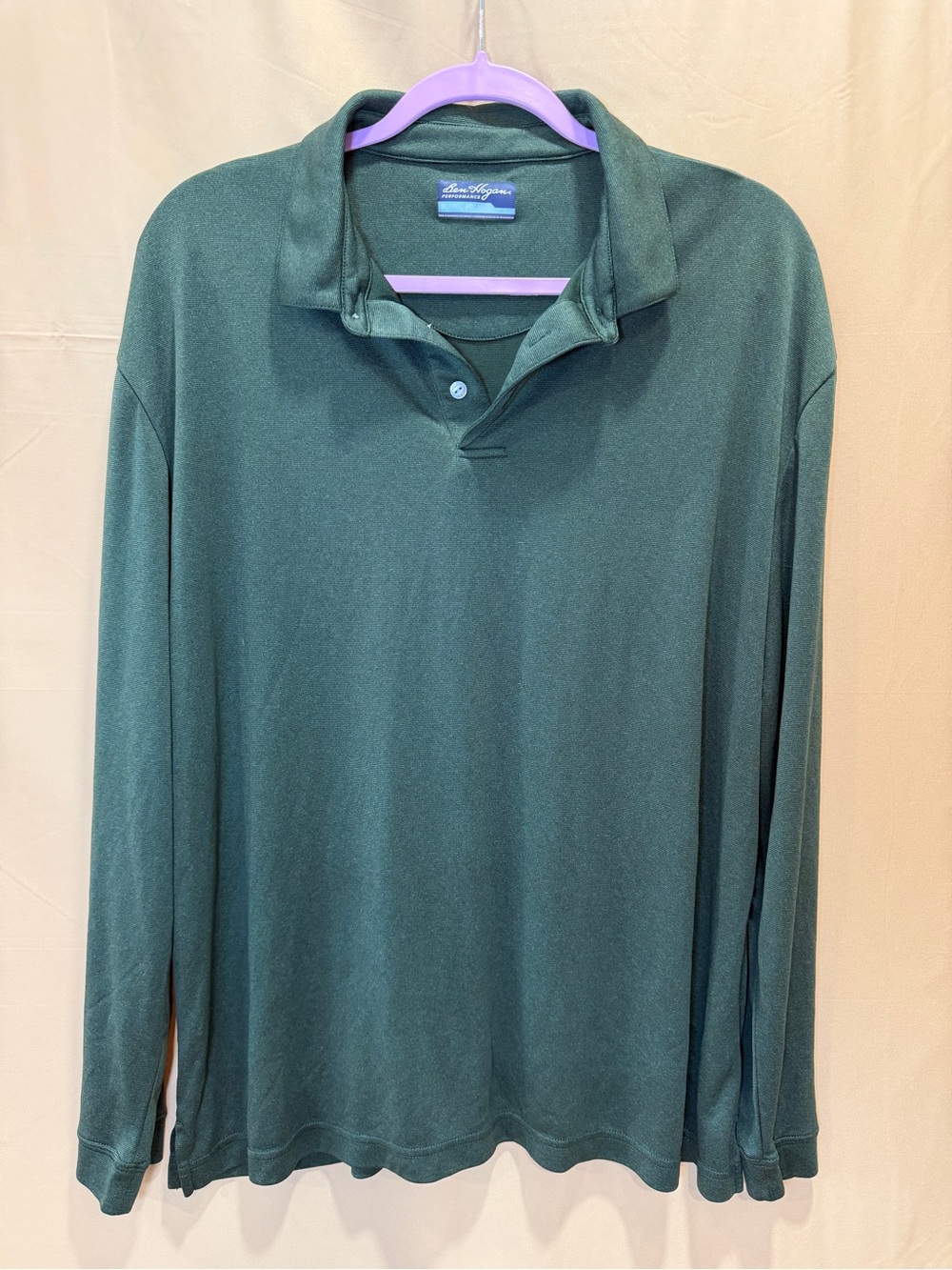 Ben Hogan Performance Green Long Sleeve Polo Golf Shirt Men's XL Stretch